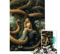 Rompecabezas de 1000 Piezas para Adolescentes Eva y la Serpiente en el jardín del Edén Rompecabezas para Adultos Juguete para decoración de Pared Juego desafiante y difícil Regalos (Tamaño 38x52cm)