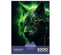 Rompecabezas De 1000 Piezas para Adolescentes Evil Black Wolf in Green Rompecabezas para Adultos Juegos Familiares Regalos para Mujeres Cumpleaños 38x26cm/1000pcs
