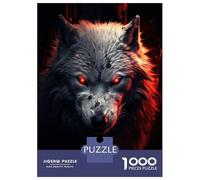 Rompecabezas De 1000 Piezas para Adolescentes Evil White Wolf Rompecabezas Juegos Relajantes Decoración De Pared Regalos para Amigos Y Familiares 52x38cm/1000pcs