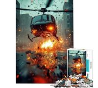 Rompecabezas de 1000 Piezas para Adolescentes Explosión de helicóptero Rompecabezas para Adolescentes Juegos Familiares Mejora la Memoria Juego desafiante Regalo Ideal (Tamaño 50x75cm)