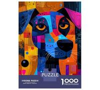 Rompecabezas De 1000 Piezas para Adolescentes Expressionist Geometry Dog - Vibrant Abstract Canine Art Rompecabezas para Adultos Juego Familiar Decoración del Hogar Cumpleaños Y Navi