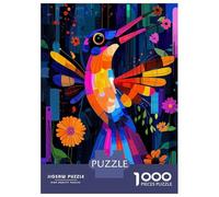 Rompecabezas De 1000 Piezas Para Adolescentes Expressionist Geometry Hummingbird - Vibrant Abstract Nature Art Rompecabezas Juegos Relajantes Decoración De Pared Regalos Para Amigos Y Familiares 70x50