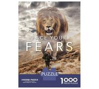 Rompecabezas De 1000 Piezas para Adolescentes Face Your Fears Vs Lion Rompecabezas para Adultos Juego Práctico Regalo De Cumpleaños Regalos De Cumpleaños Únicos 52x38cm/1000pcs