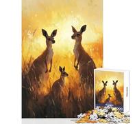 Rompecabezas de 1000 Piezas para Adolescentes Familia Canguro Atardecer Juguete decoración de Pared Regalos para Mujeres y Hombres Juego Educativo Mejora el Amor Entre Parejas tamaño 38x52cm