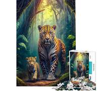 Rompecabezas de 1000 Piezas para Adolescentes Familia de jaguares de la Jungla Rompecabezas para Adultos Juguete decoración de Pared Arte de Pared Juego desafiante Regalos (tamaño 50x75cm)