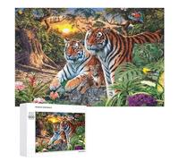 Rompecabezas de 1000 piezas para adolescentes, familia de tigres en la selva amazónica, 2 juegos de relajación, desafío difícil, regalos únicos para cumpleaños y Navidad, 1000 piezas