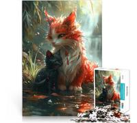 Rompecabezas de 1000 Piezas para Adolescentes Fantasía de la Naturaleza del Gato dragón Montaje de Patrones Apto para Parejas 52x38cm