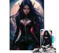Rompecabezas de 1000 Piezas para Adolescentes fantasía Oscura Mujer Vampiro Rompecabezas para Adultos Juego Familiar Mejora la Memoria Actividades Divertidas en casa (tamaño 38x26cm)
