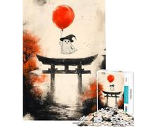 Rompecabezas de 1000 piezas para adolescentes Fantasma con globo en la puerta Torii Difícil y desafiante Decoración de pared Juguetes DIY para mayores de 14 años Juego de rompecabezas incluido 38x26cm