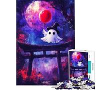 Rompecabezas de 1000 Piezas para Adolescentes Fantasma con Globo en la Puerta Torii Rompecabezas de 1000 Piezas para decoración del hogar Juguete Educativo con un Hermoso diseño (38x52cm)