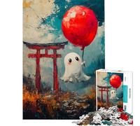 Rompecabezas de 1000 Piezas para Adolescentes Fantasma con Globo Rojo Rompecabezas para Adultos Juegos Familiares patrón de Montaje desafío Educativo (Tamaño 50x75cm)