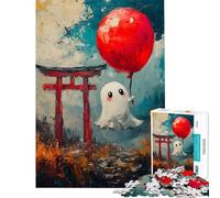 Rompecabezas de 1000 Piezas para Adolescentes Fantasma con Globo Rojo Rompecabezas para Adultos Juegos relajantes Arte de Pared Ayuda a ejercitar el Cerebro (Tamaño 38x26cm)