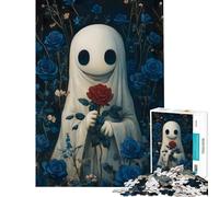 Rompecabezas de 1000 Piezas para Adolescentes Fantasma con Rosa roja Actividades Divertidas en casa Desafío difícil Juego Educativo para Mayores de 14 años 50x75cm