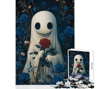 Rompecabezas de 1000 Piezas para Adolescentes Fantasma con Rosa roja decoración del hogar Juguetes Regalo de cumpleaños Juegos relajantes para cumpleaños Navidad tamaño 38x52cm