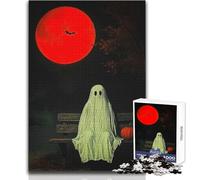 Rompecabezas de 1000 Piezas para Adolescentes, Fantasma en un Banco con Luna roja, Juego de desafío único, Corte de precisión, Juguete Educativo, tamaño 38x26cm