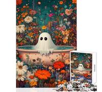 Rompecabezas de 1000 Piezas para Adolescentes Fantasma en un baño de Flores Juego práctico para la diversión Familiar Juguetes antiestrés Que mejoran el Amor Entre Parejas (50x75cm)