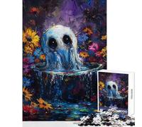 Rompecabezas de 1000 Piezas para Adolescentes Fantasma en un Estanque de Flores Juego Familiar Regalos para Mujeres Juguete Decorativo para la Pared Juego desafiante Regalos (50x75cm)