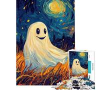 Rompecabezas de 1000 Piezas para Adolescentes Fantasma Sonriente en el Cielo Nocturno Rompecabezas DIY Juguetes para decoración de Pared cumpleaños y Navidad (tamaño 50x75cm)