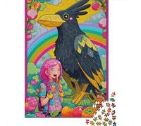 Rompecabezas De 1000 Piezas para Adolescentes Fantasy Artwork Girl with Eagle Rompecabezas para Adultos Juguetes Antiestrés Mejora La Memoria Gran Regalo para Jugar 70x50cm/1000pcs