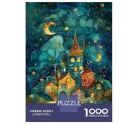 Rompecabezas De 1000 Piezas para Adolescentes Fantasy Castle Night Sky Rompecabezas para Adultos Juegos Relajantes Alivia El Estrés Ayuda A Ejercitar El Cerebro 38x26cm/1000pcs