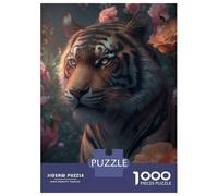 Rompecabezas De 1000 Piezas para Adolescentes Fantasy Floral Tiger Rompecabezas para Adultos Juegos Relajantes Desafío Difícil Ayuda A Ejercitar El Cerebro 38x26cm/1000pcs