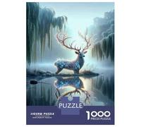 Rompecabezas De 1000 Piezas para Adolescentes Fantasy Forest Deer Art Print-4 Rompecabezas para Adultos Juego Familiar Análisis Y Lógica Interacción Entre Padres E Hijos 52x38cm/1000pcs