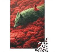 Rompecabezas De 1000 Piezas para Adolescentes Fantasy Forest with Woman in Red Dress Rompecabezas para Adolescentes Juegos Relajantes Decoración Juego Desafiante Regalos 70x50cm/1000pcs