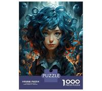 Rompecabezas De 1000 Piezas para Adolescentes Fantasy Girl with Blue Hair Rompecabezas para Adultos Juego Familiar Análisis Y Lógica Interacción Entre Padres E Hijos 38x26cm/1000pcs