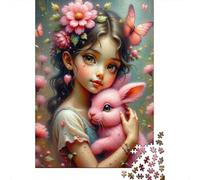 Rompecabezas De 1000 Piezas para Adolescentes Fantasy Girl with Pink Bunny Rompecabezas para Adolescentes Juguetes Antiestrés Difícil Gran Regalo para Jugar 38x26cm/1000pcs