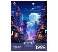 Rompecabezas De 1000 Piezas para Adolescentes Fantasy Neon Cityscape Rompecabezas para Adultos Juego Familiar Pero Divertido Y Humorístico Desafío Educativo 38x26cm/1000pcs