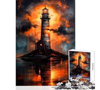 Rompecabezas de 1000 Piezas para Adolescentes Faro Dorado Atardecer Juguete Educativo Regalo de Amigo Secreto Juego Educativo colección de Artistas Bellas Artes tamaño 38x52cm