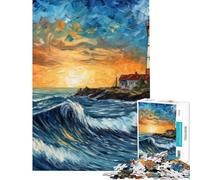 Rompecabezas de 1000 Piezas para Adolescentes Faro Estrellado Rompecabezas para Adultos Juegos relajantes Arte de Pared Ayuda a ejercitar el Cerebro (Tamaño 38x52cm)