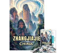 Rompecabezas de 1000 piezas para adolescentes fascinante rompecabezas del Parque Nacional Forestal de Zhangjiajie divertidos juegos decoración del hogar actividades divertidas en casa (tamaño 38x26cm)