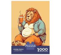 Rompecabezas De 1000 Piezas para Adolescentes Fat Lion Animal Art Rompecabezas para Adultos Decoración De Pared De Juguete Mejora La Memoria Regalos Y Cumpleaños Únicos 52x38cm/1000pcs