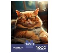 Rompecabezas De 1000 Piezas para Adolescentes Fat Sleepy Cat Glasses Rompecabezas para Adultos Juegos Familiares Corte De Precisión Regalos Y Cumpleaños Únicos 52x38cm/1000pcs