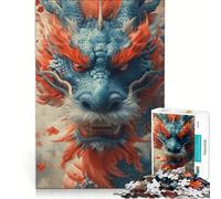 Rompecabezas de 1000 Piezas para Adolescentes Feliz Año Nuevo, Dragón, Juego Imposible, Difícil y Reto, Cumpleaños y Navidad 38X26CM