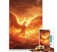 Rompecabezas de 1000 Piezas para Adolescentes Fénix Ardiente,Fuego Solar,Bordes Limpios,Juego de Acertijos Cognitivos,Juguete de Juego Inactivo,Regalo de Decoración Navideña (38x26cm)