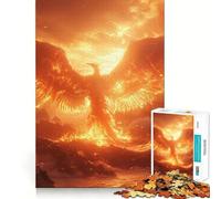 Rompecabezas de 1000 Piezas para Adolescentes Fénix Ardiente,Fuego Solar,Bordes Limpios,Juego de Concentración Mental,Juego Lento,Divertido,Regalo de Cumpleaños (50x75cm)