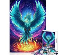 Rompecabezas de 1000 Piezas para Adolescentes Fénix Color Turquesa resurgiendo de Las Llamas Juegos relajantes para Mejorar la Memoria Juguete Decorativo para la Pared cumpleaños