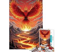 Rompecabezas de 1000 Piezas para Adolescentes Fénix de Fuego elevándose sobre un río de Lava Rompecabezas para Adolescentes Juguete Decorativo para la Pared Carrera de Velocidad Manual Ayuda