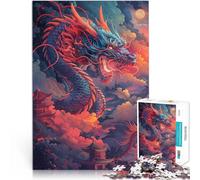 Rompecabezas de 1000 Piezas para Adolescentes Feroz dragón japonés Juguetes para aliviar el estrés Mejorar el Amor Entre Parejas 52x38cm