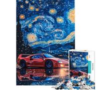 Rompecabezas de 1000 Piezas para Adolescentes Ferrari F Noche Estrellada Juego práctico Juguetes adictivos para Cultivar la Paciencia Regalo de cumpleaños Decoración del hogar (tamaño 38x52cm)