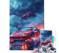 Rompecabezas de 1000 Piezas para Adolescentes Ferrari F Rojo Lava Brillante Juguetes Educativos Juego Imposible Desafío Difícil Regalo de Cumpleaños (Tamaño 38x52cm)