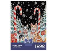 Rompecabezas De 1000 Piezas para Adolescentes Festive Dogs in Winter Wonderland Rompecabezas para Adultos Juegos Relajantes Mejora La Memoria Ayuda A Ejercitar El Cerebro 70x50cm/1000pcs