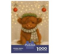 Rompecabezas De 1000 Piezas para Adolescentes Festive Highland Cow Christmas Rompecabezas para Adultos Juguete Decoración De Pared Decoración De Pared Juego Desafiante Regalos 38x26cm/1000pcs