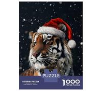 Rompecabezas De 1000 Piezas para Adolescentes Festive Tiger Christmas Rompecabezas para Adultos Juegos Relajantes Ensamblaje De Patrones Regalos De Cumpleaños Y Únicos 38x26cm/1000pcs