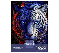 Rompecabezas De 1000 Piezas para Adolescentes Fiery Blue Tiger Portrait Rompecabezas Juegos Relajantes Regalos para Mujeres Cumpleaños 70x50cm/1000pcs