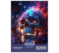 Rompecabezas De 1000 Piezas para Adolescentes Fiery Galaxy Skull Rompecabezas para Adultos Juegos Familiares Mejora La Memoria Cumpleaños Y Navidad 70x50cm/1000pcs