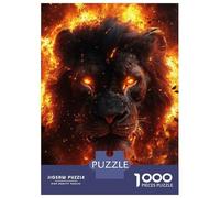 Rompecabezas De 1000 Piezas para Adolescentes Fiery Lion Portrait Rompecabezas para Adultos Juguete Decoración De Pared Mejora La Memoria Desafío Educativo 52x38cm/1000pcs