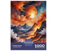 Rompecabezas De 1000 Piezas para Adolescentes Fiery Mountain Sunset Landscape Rompecabezas para Adultos Juegos Relajantes Vacaciones En Casa Matar El Tiempo Desafiante De Completar 38x26cm/1000pcs